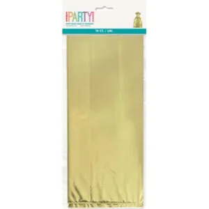 10 Pack Metallic Gold Cello Bags - 12.5cm x 28cm