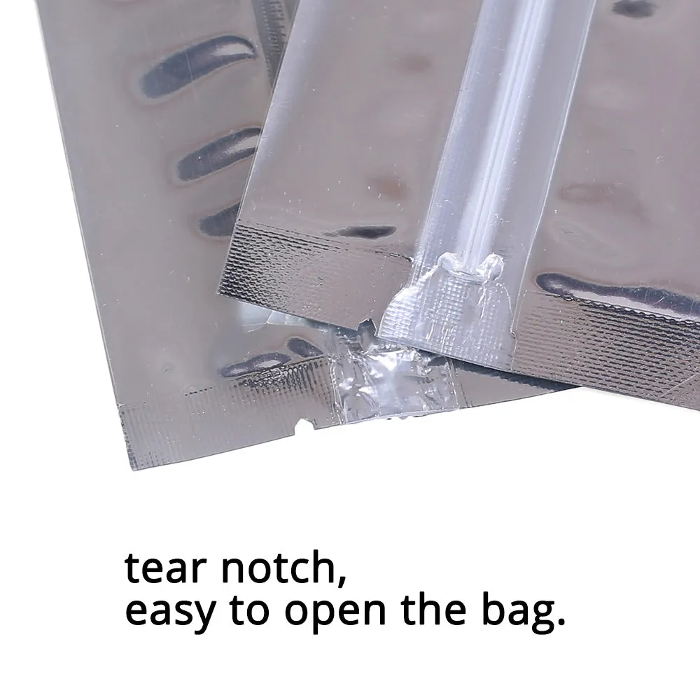 100Pcs Glossy Clear One Side Eco Metallic Foil Mylar Packaging Stand Up Zip Lock Bag For Multifunction Storage Pouch