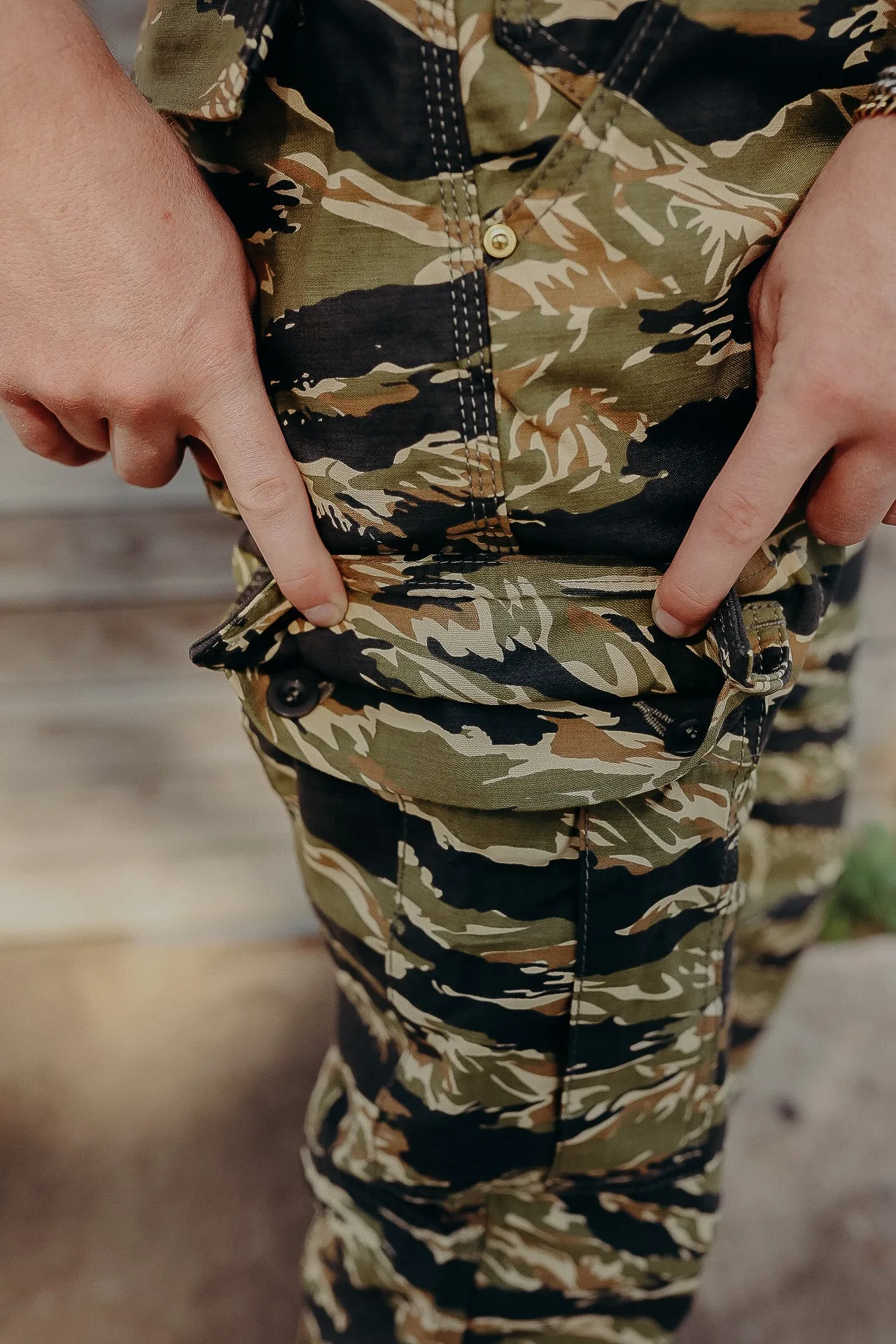 10oz Sateen Camouflage Cargo Pants - Tiger Stripe IH-737-TSC