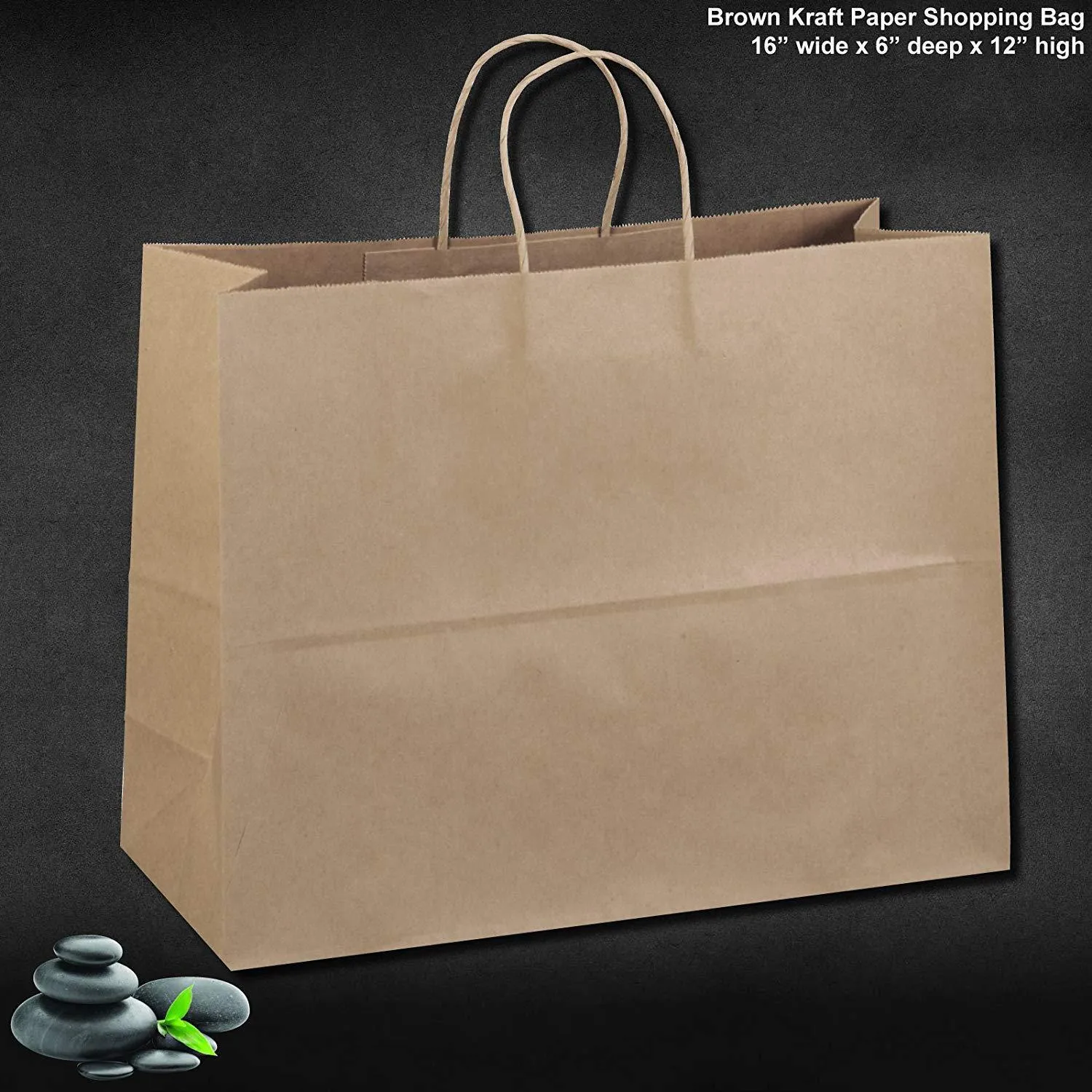 16"x6"x12" - 50 Pcs - Brown Kraft Paper Bags, Shopping, Mechandise, Party, Gift Bags