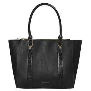 Accessorize London Women's Faux Leather Black Kirby Work Bag