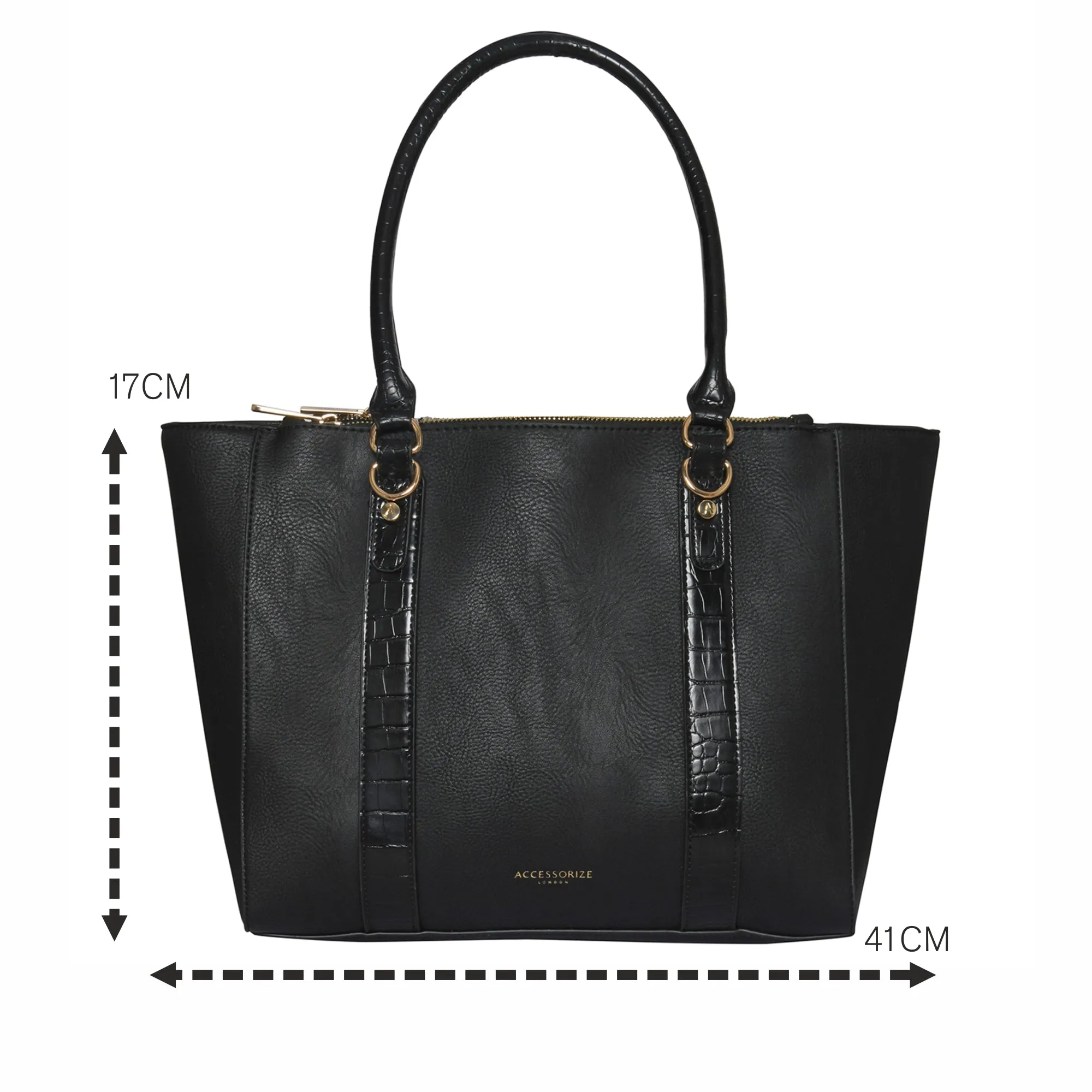 Accessorize London Women's Faux Leather Black Kirby Work Bag