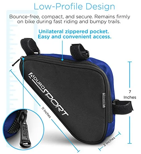 Aduro Sport Bicycle Bike Storage Bag Triangle Saddle Frame Pouch for Cycling (Blue)