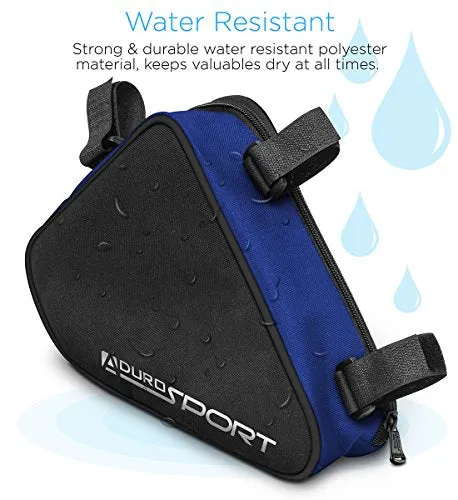 Aduro Sport Bicycle Bike Storage Bag Triangle Saddle Frame Pouch for Cycling (Blue)