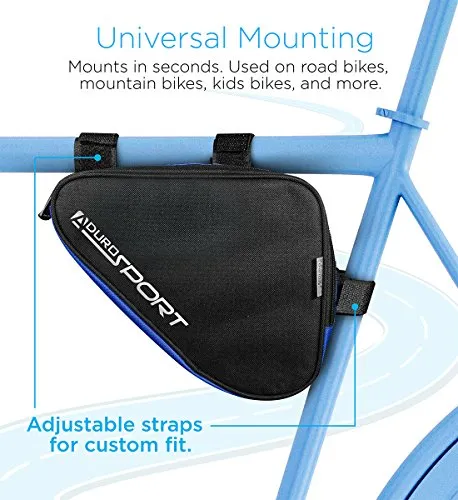 Aduro Sport Bicycle Bike Storage Bag Triangle Saddle Frame Pouch for Cycling (Blue)