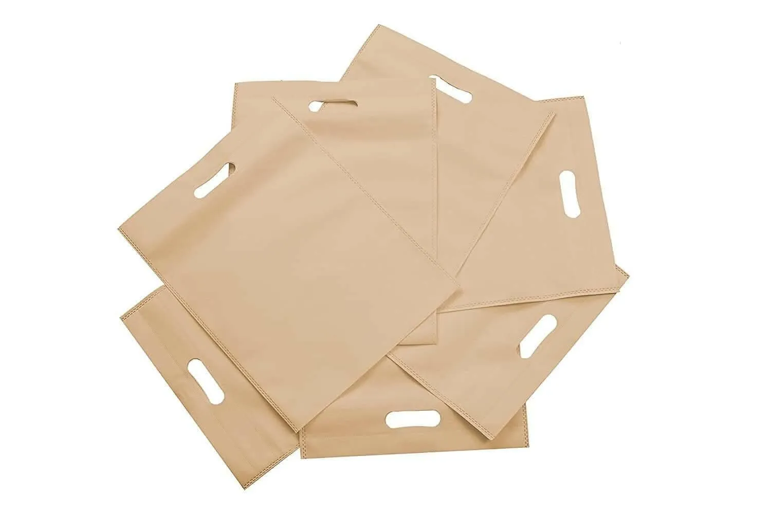 Agrashri Enterprises D Cut cream Cloth Carry Bag (Pack of 50 )