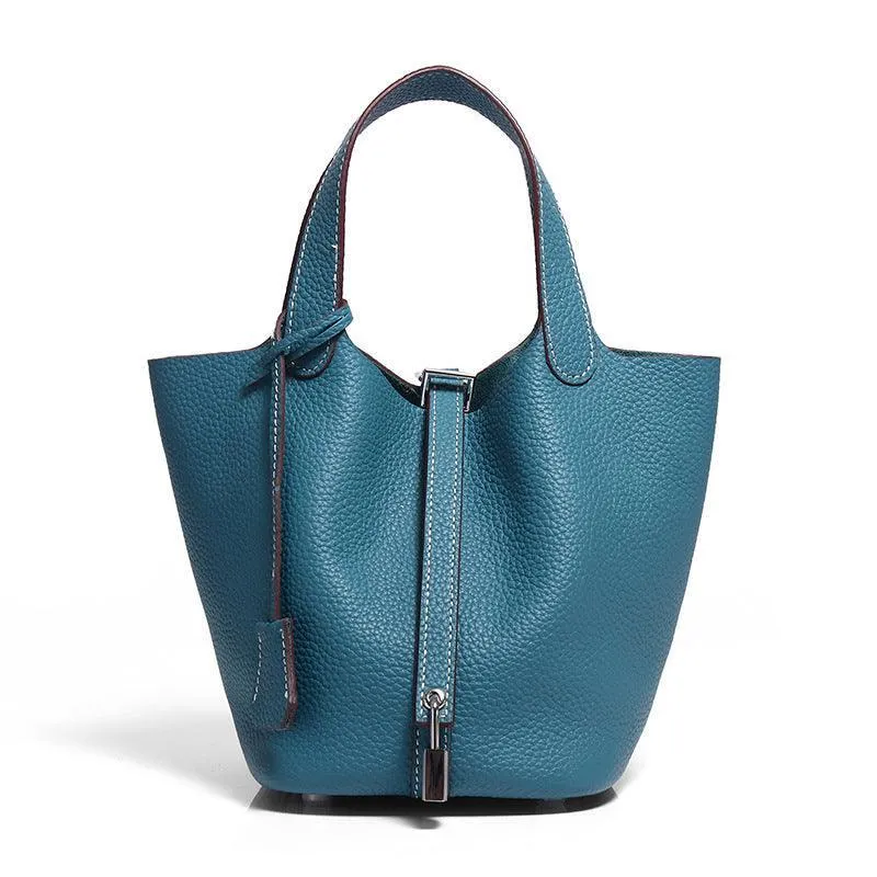 Alexel Genuine Leather handbag Women Leather Bucket Bag, Top Handle Purse, Luxury Bag, Designer Bag, Gift for Her