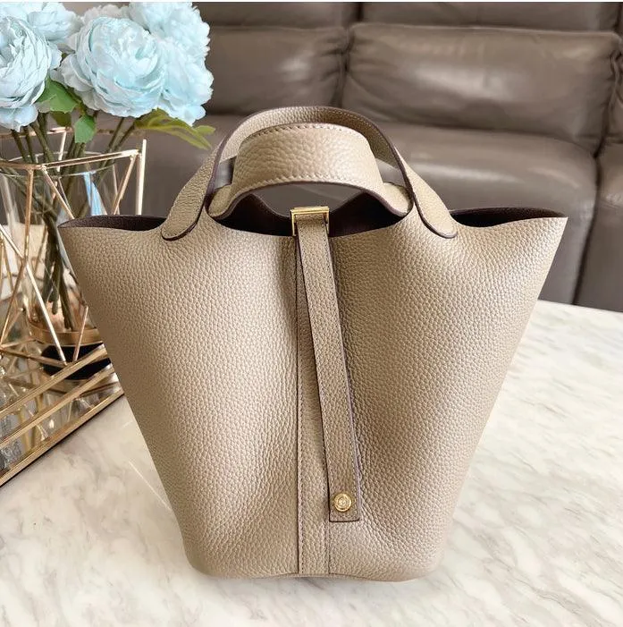 Alexel Genuine Leather handbag Women Leather Bucket Bag, Top Handle Purse, Luxury Bag, Designer Bag, Gift for Her