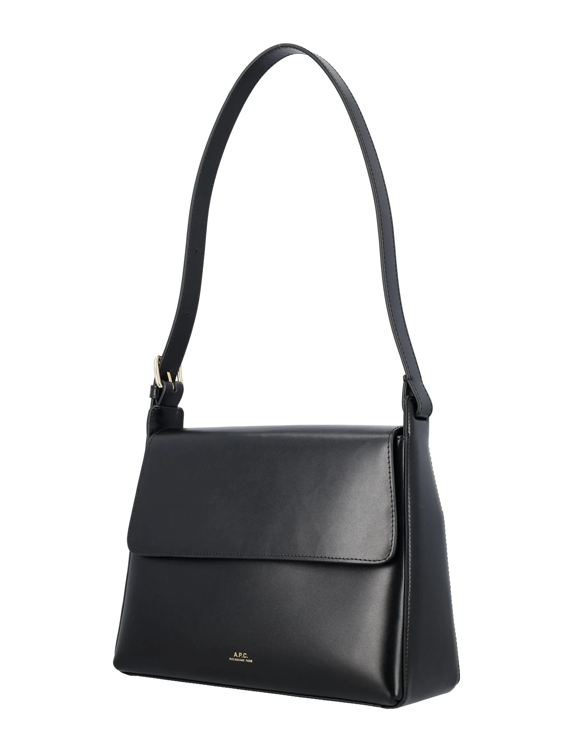 A.P.C. Elegant Mini Flap Handbag - Black (19x25x7 cm)