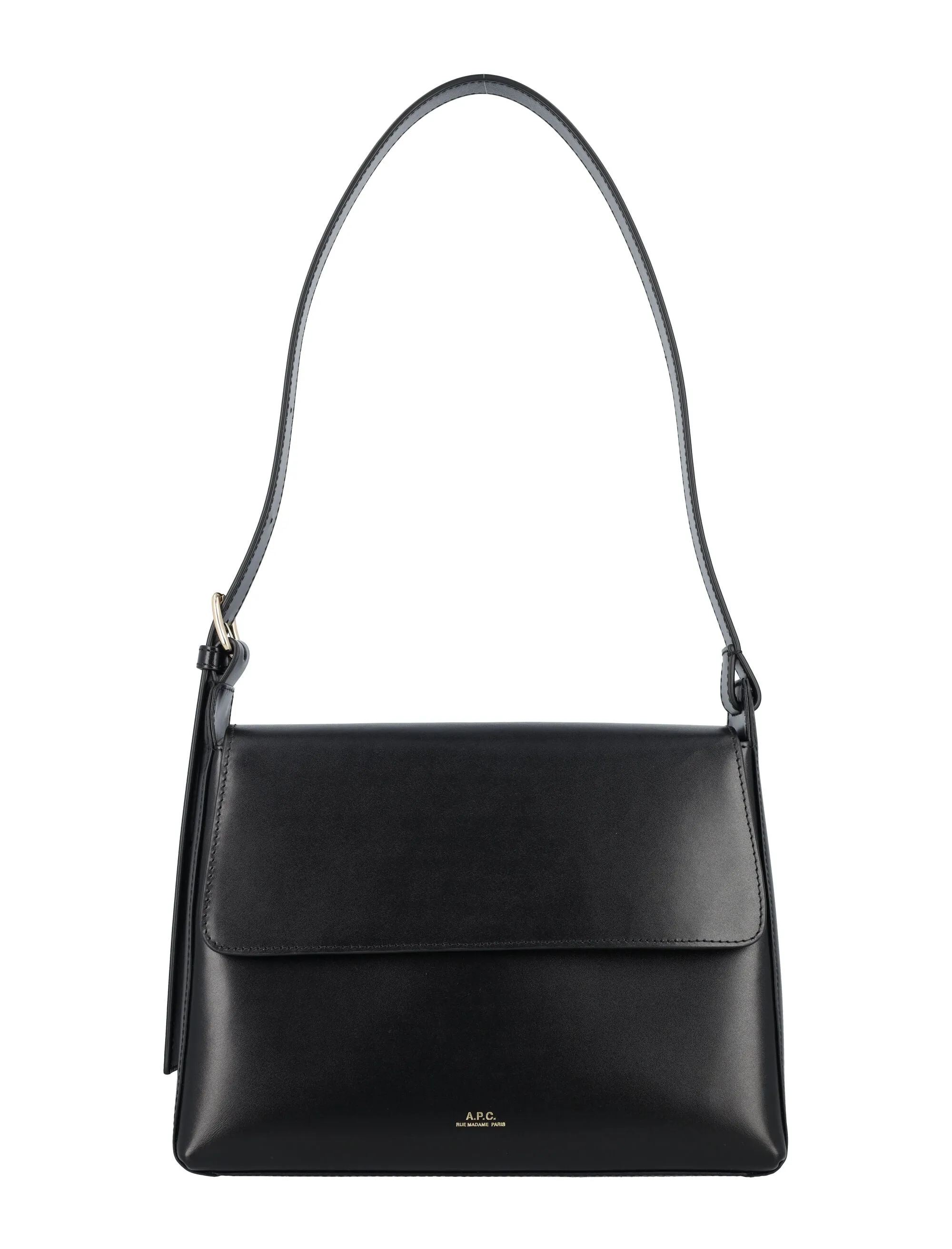 A.P.C. Elegant Mini Flap Handbag - Black (19x25x7 cm)