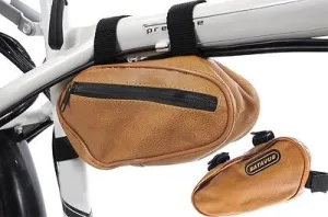 BATAVUS BIKE FRAME BAG BROWN LEATHER "LOOK" ZIPPED CORNER POUCH