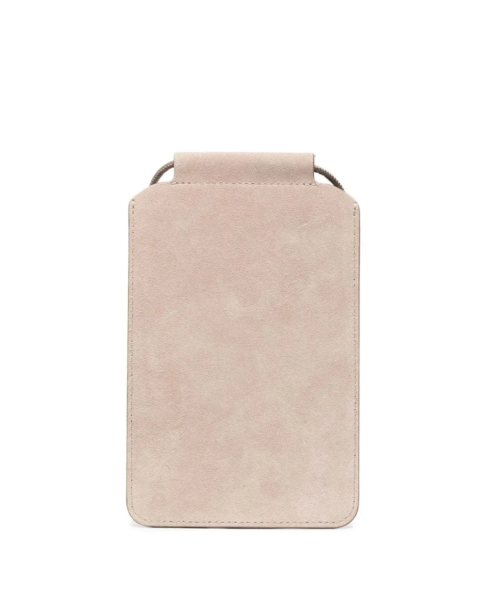 Beaded Trim Suede Phone Bag in Beige