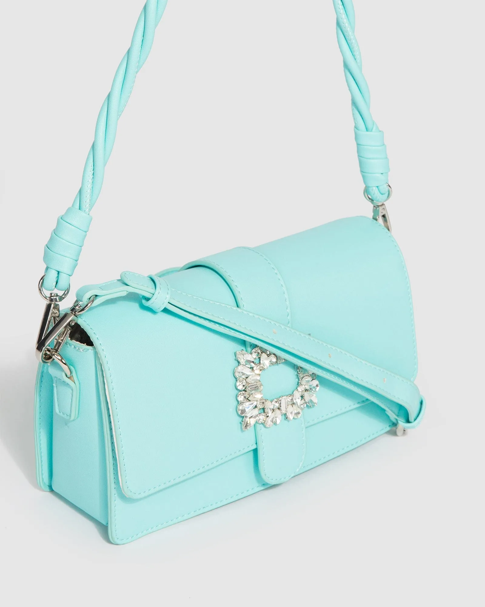 Blue Francesca Crystal Shoulder Bag