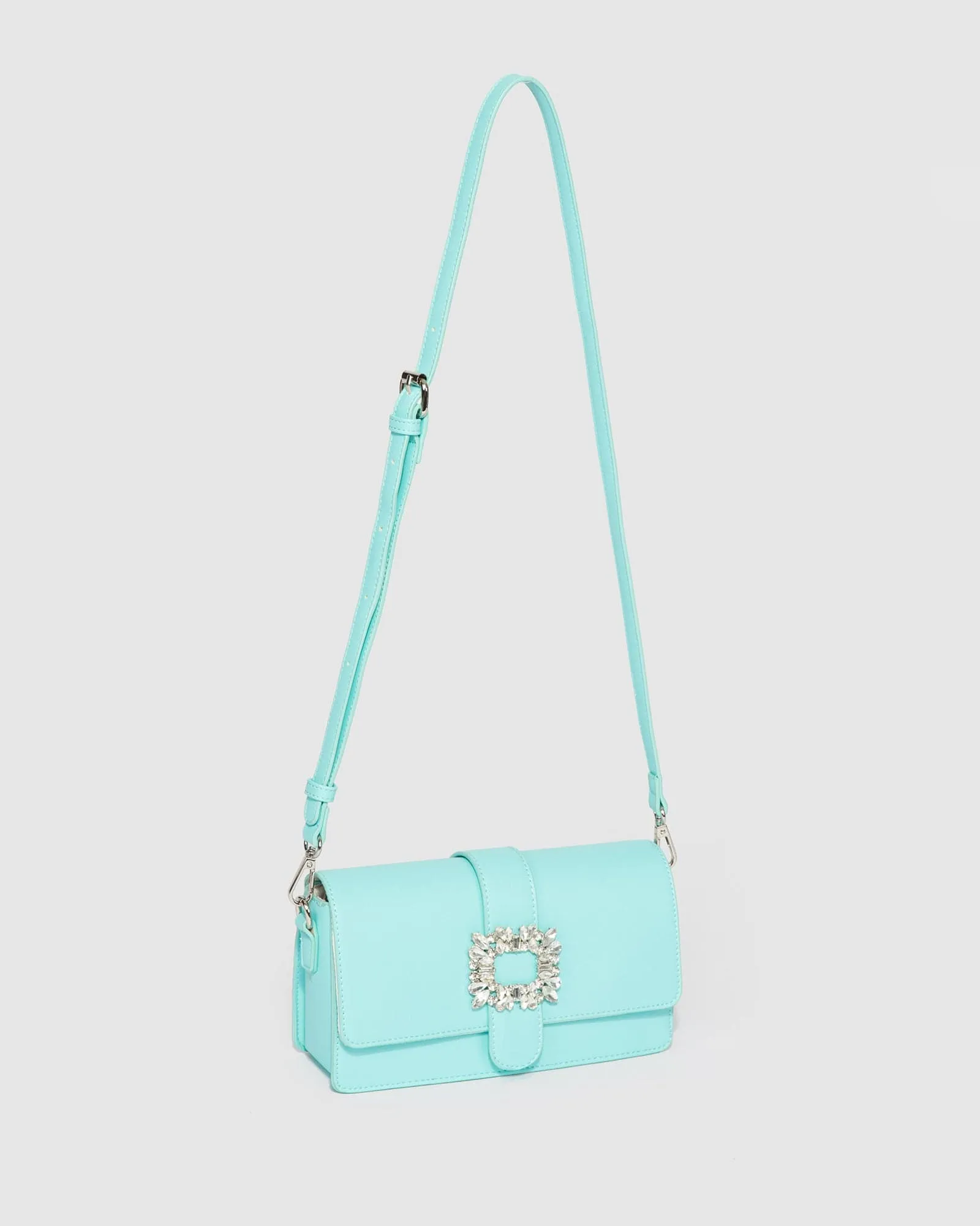 Blue Francesca Crystal Shoulder Bag