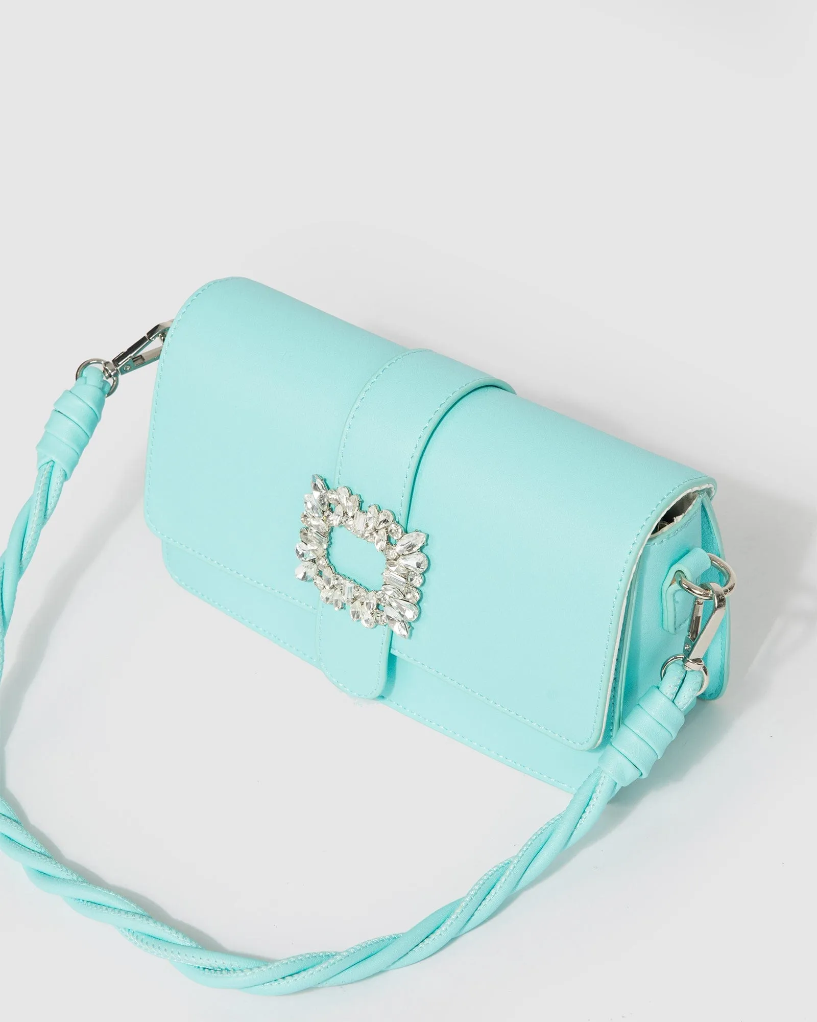 Blue Francesca Crystal Shoulder Bag