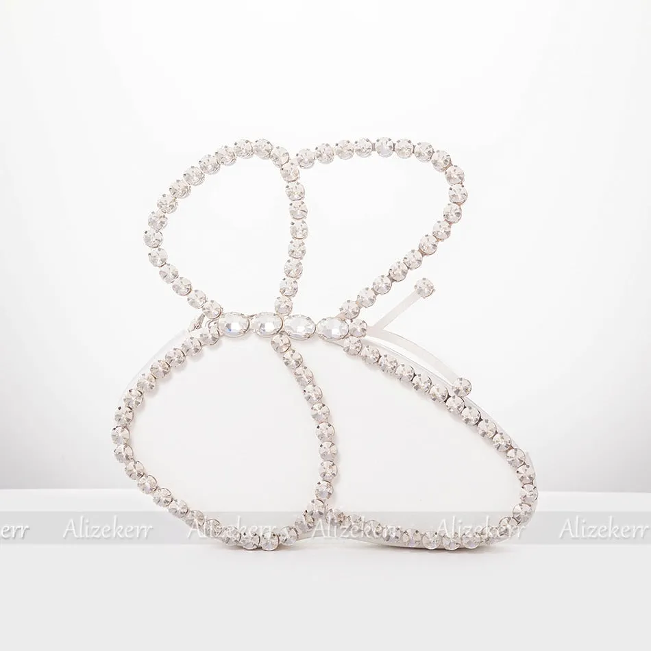 Butterfly Sequin Bags Chic Metal Handle Crystal Rhinestone Purses And Handbags
