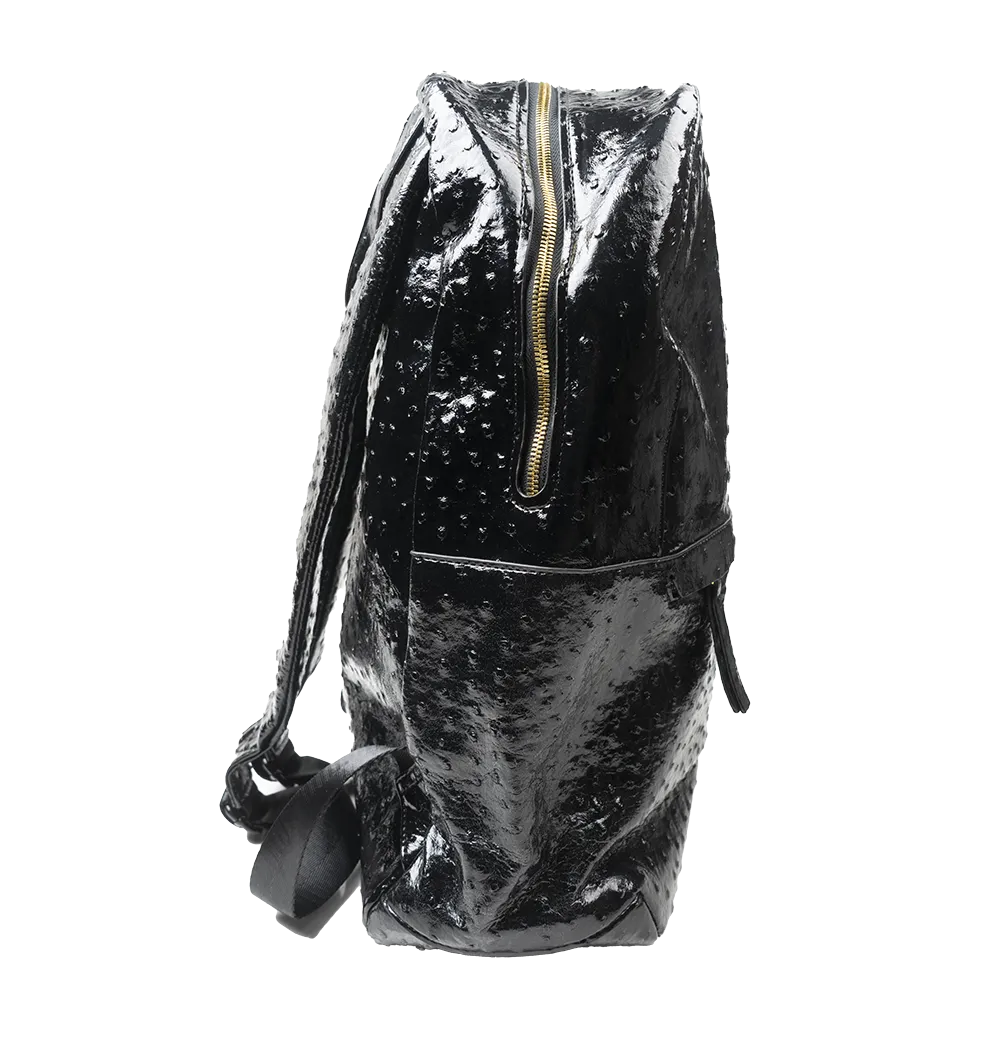CAPITAL GAINS GLOSSY LEATHER BACKPACK BLACK - CG007