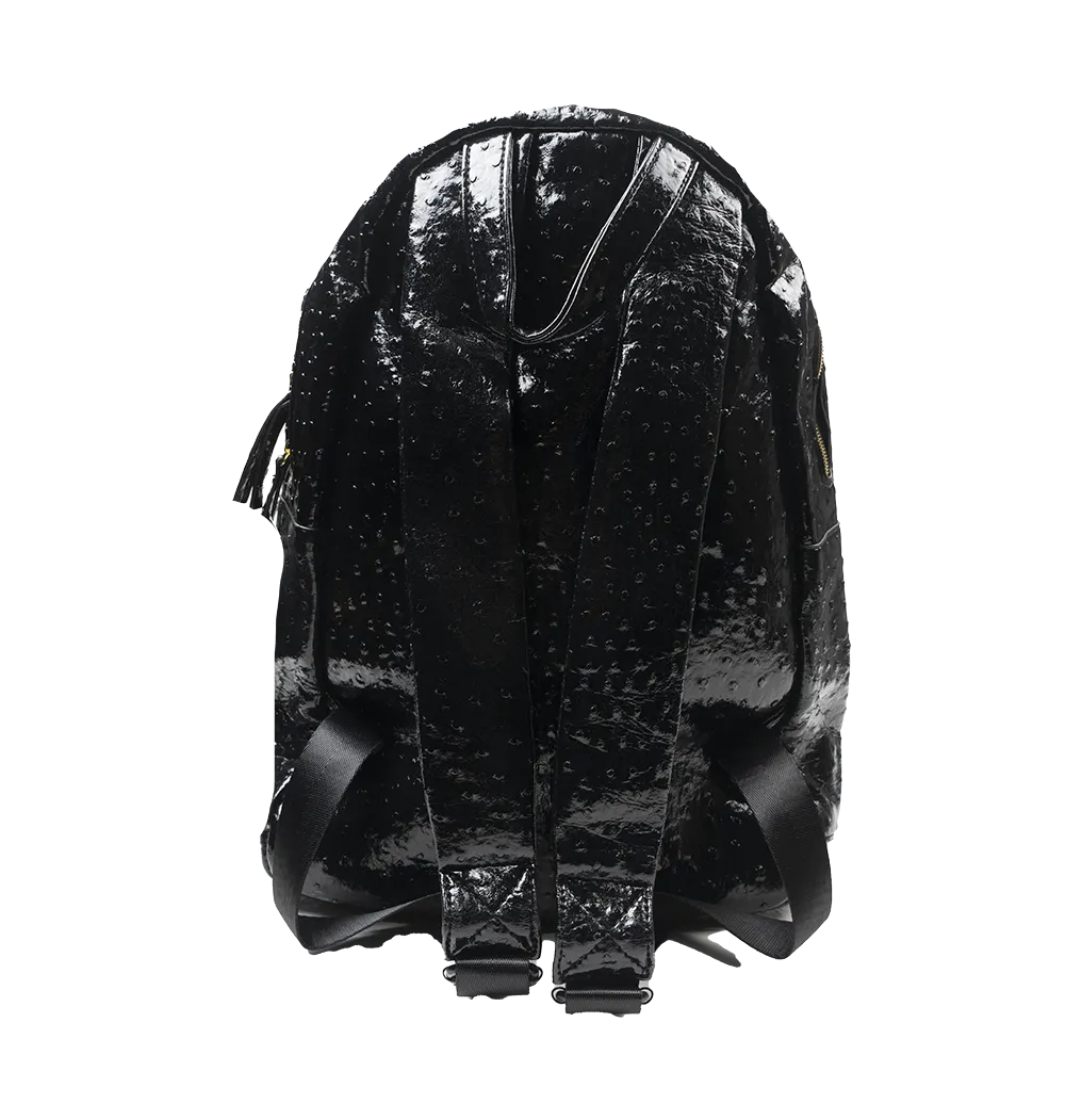 CAPITAL GAINS GLOSSY LEATHER BACKPACK BLACK - CG007