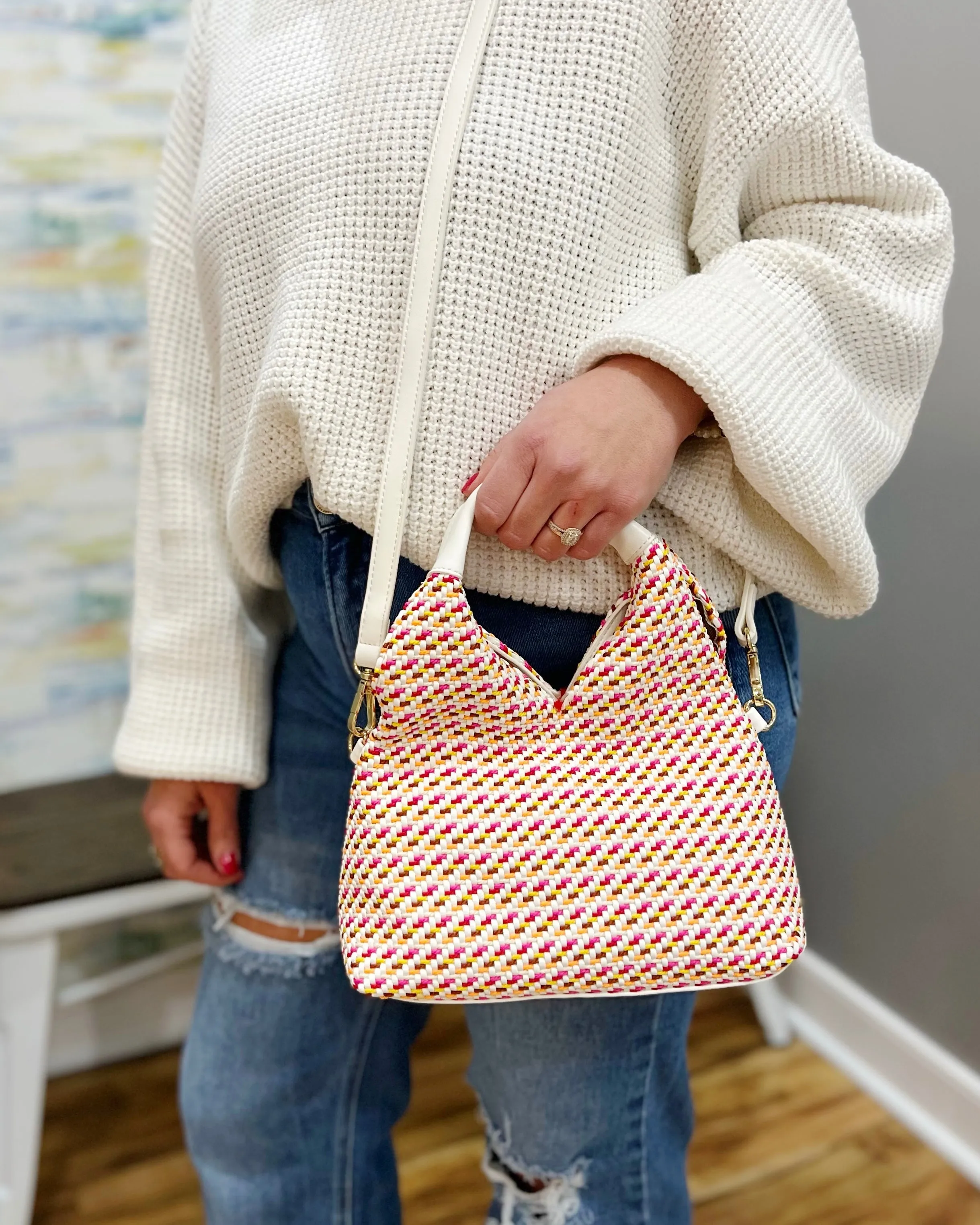 Cecily Woven Hobo Bag in Multi FINAL SALE