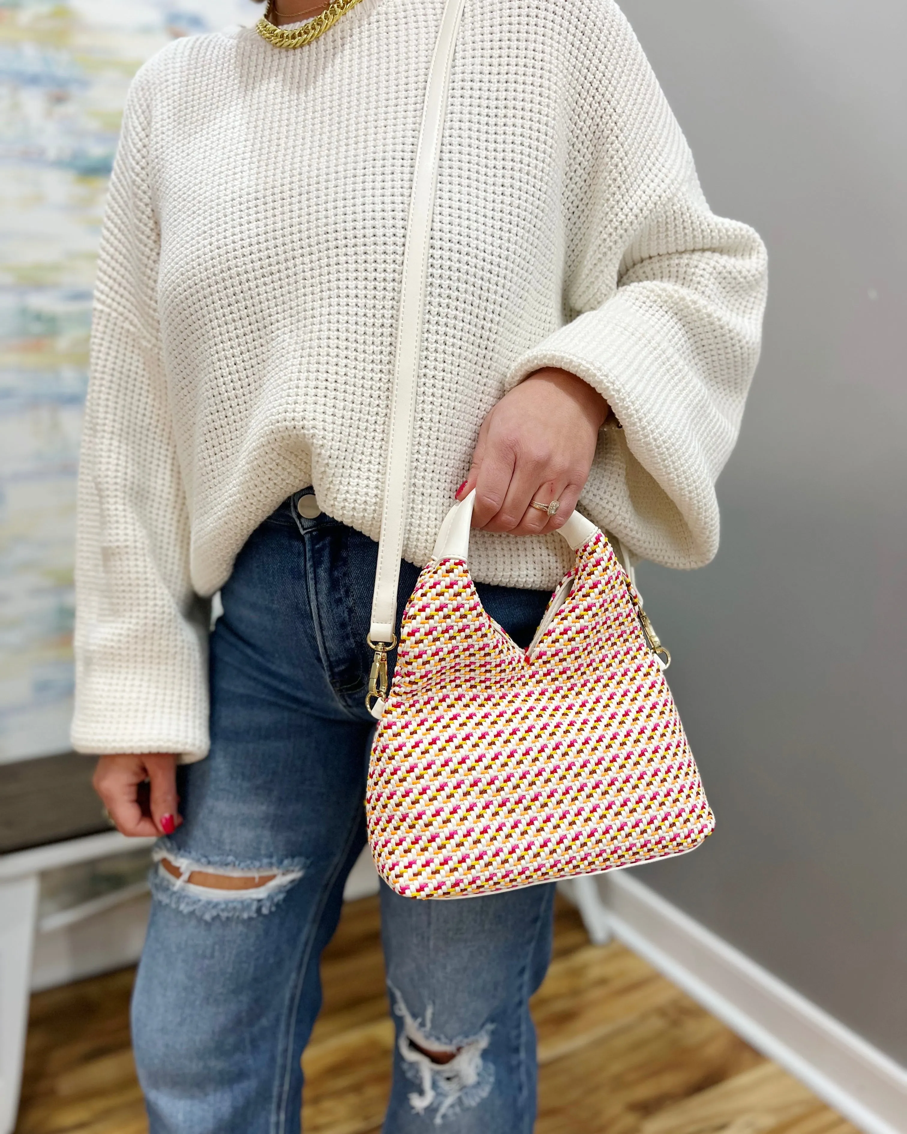 Cecily Woven Hobo Bag in Multi FINAL SALE