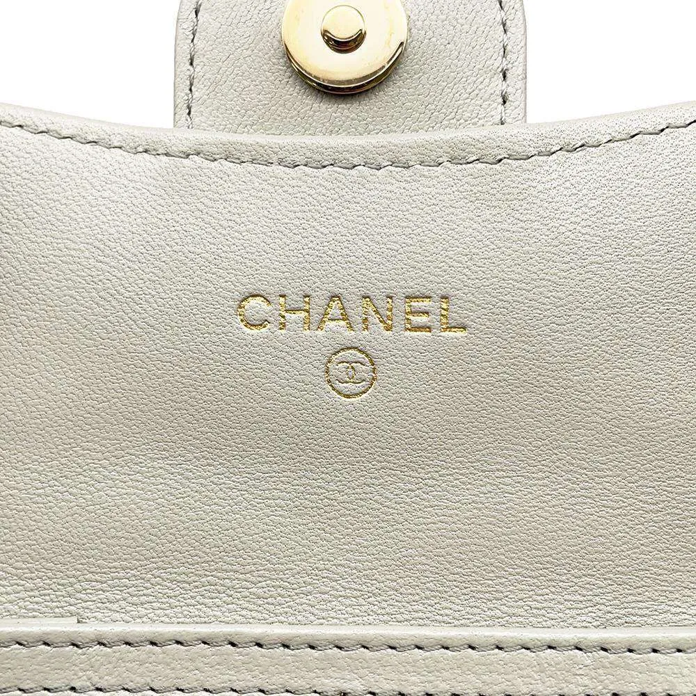CHANEL Compact Chain wallet Gray AP0238 Lambskin