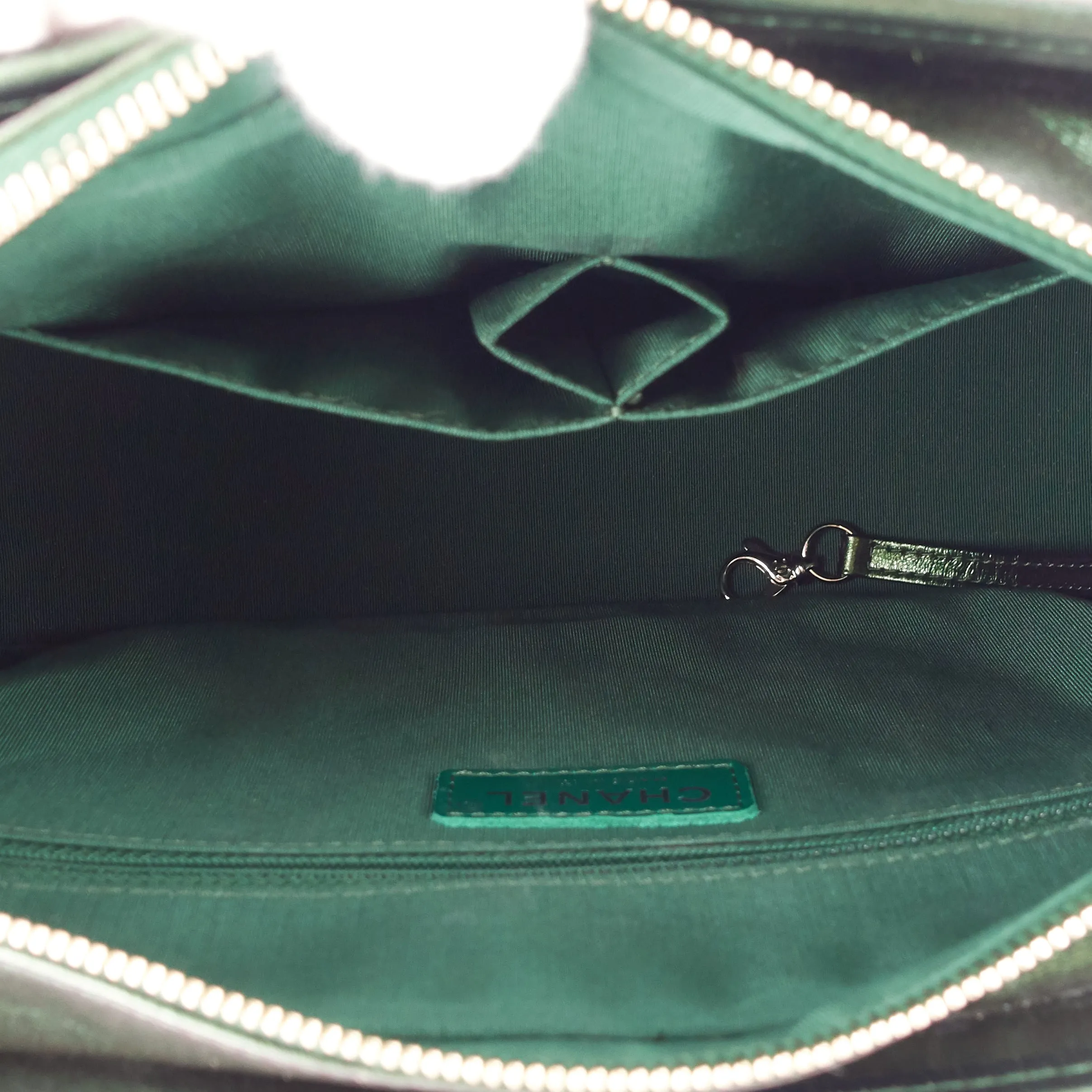 CHANEL Gabrielle Medium Chevron Metallic Leather Hobo Bag