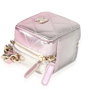 CHANEL Metallic Lambskin Quilted Coco Punk Cube Bag With Chain