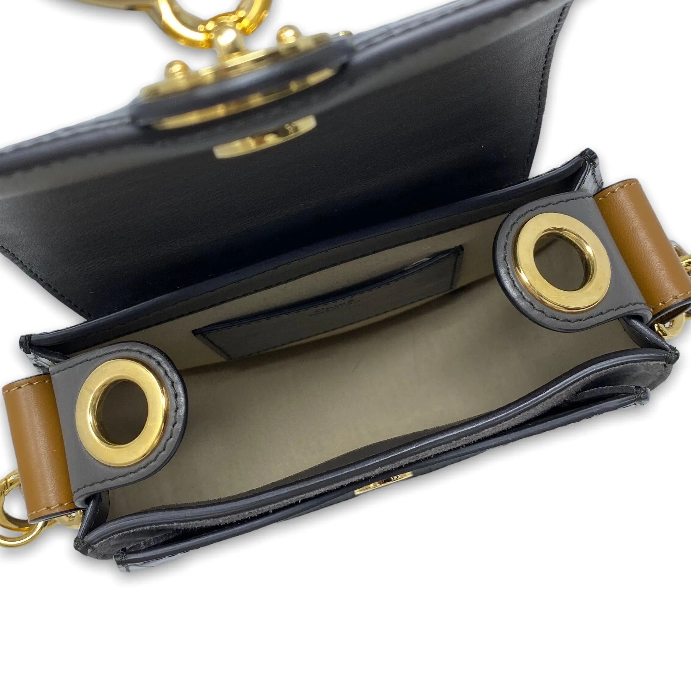 Chloé Chocolate Croc Small Tess Bag