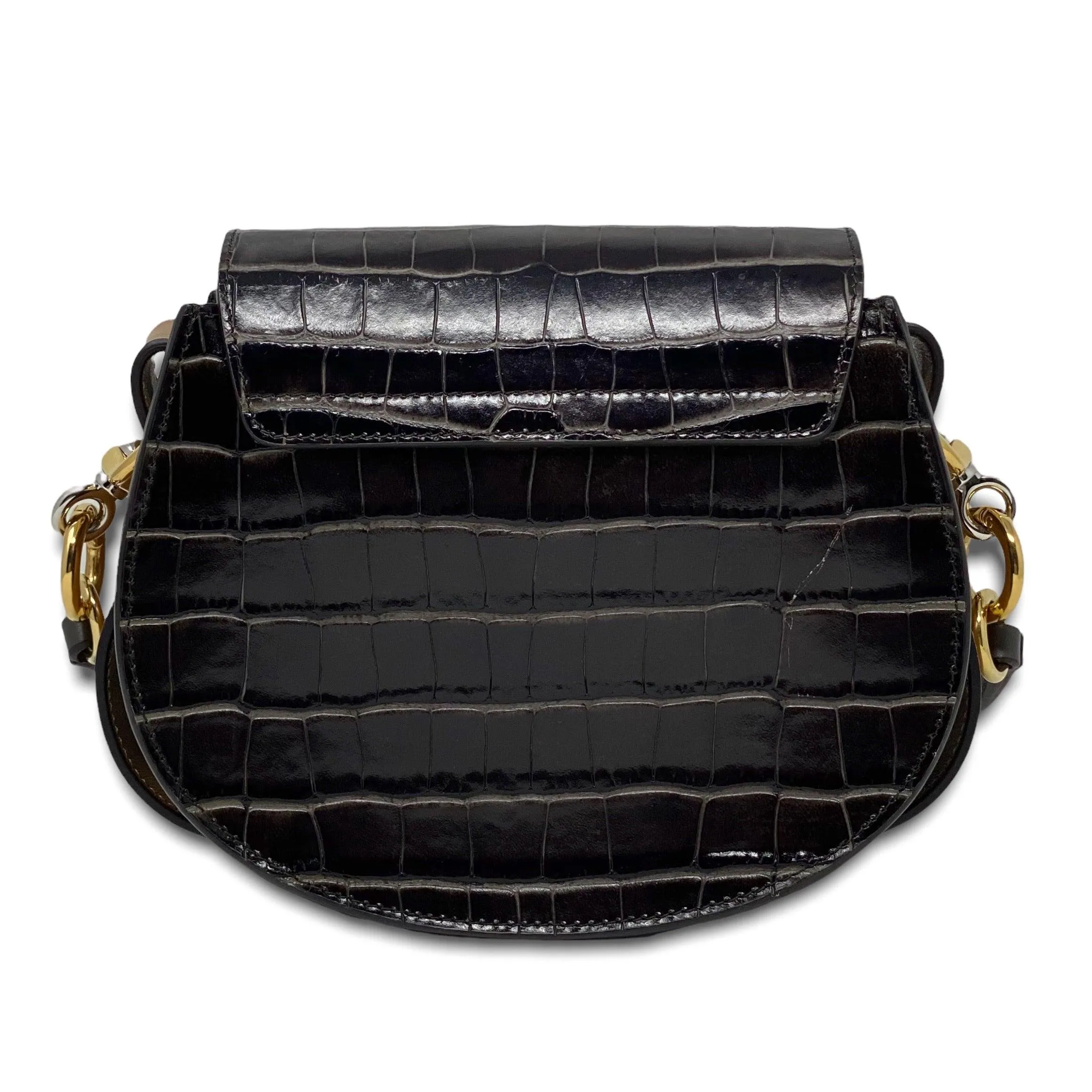 Chloé Chocolate Croc Small Tess Bag