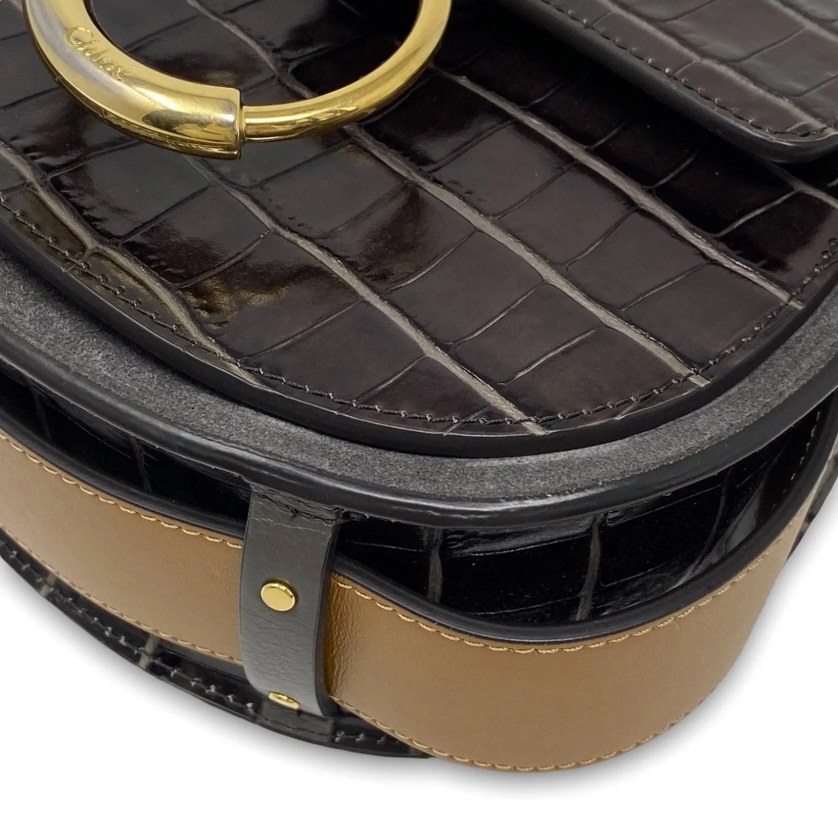 Chloé Chocolate Croc Small Tess Bag