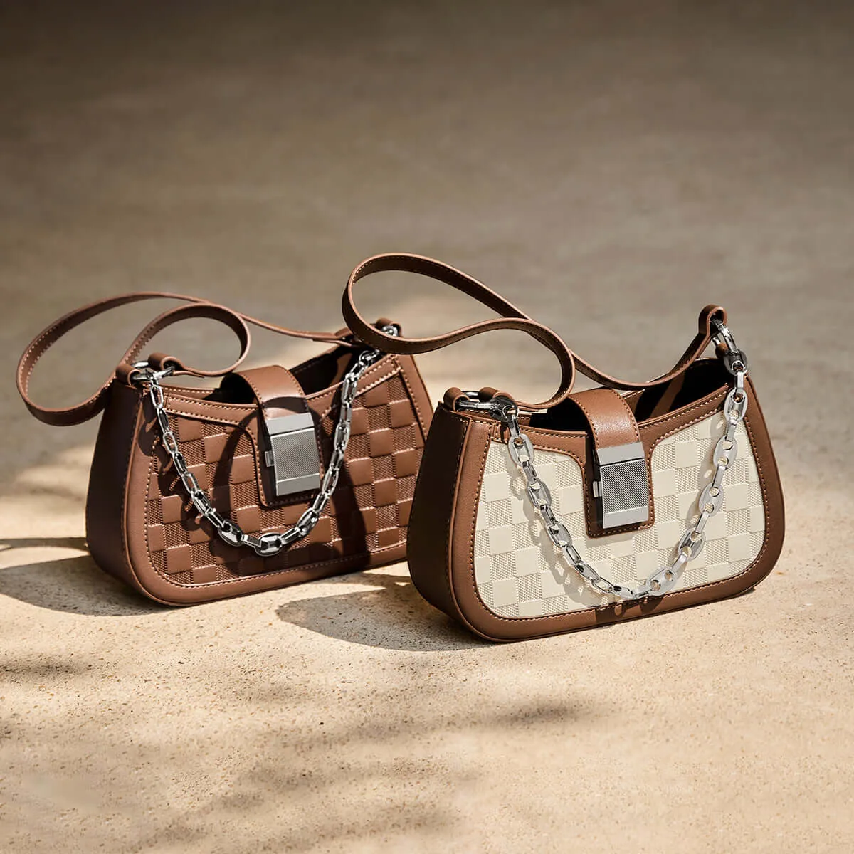 Christina Woven Leather Chained Shoulder Bag