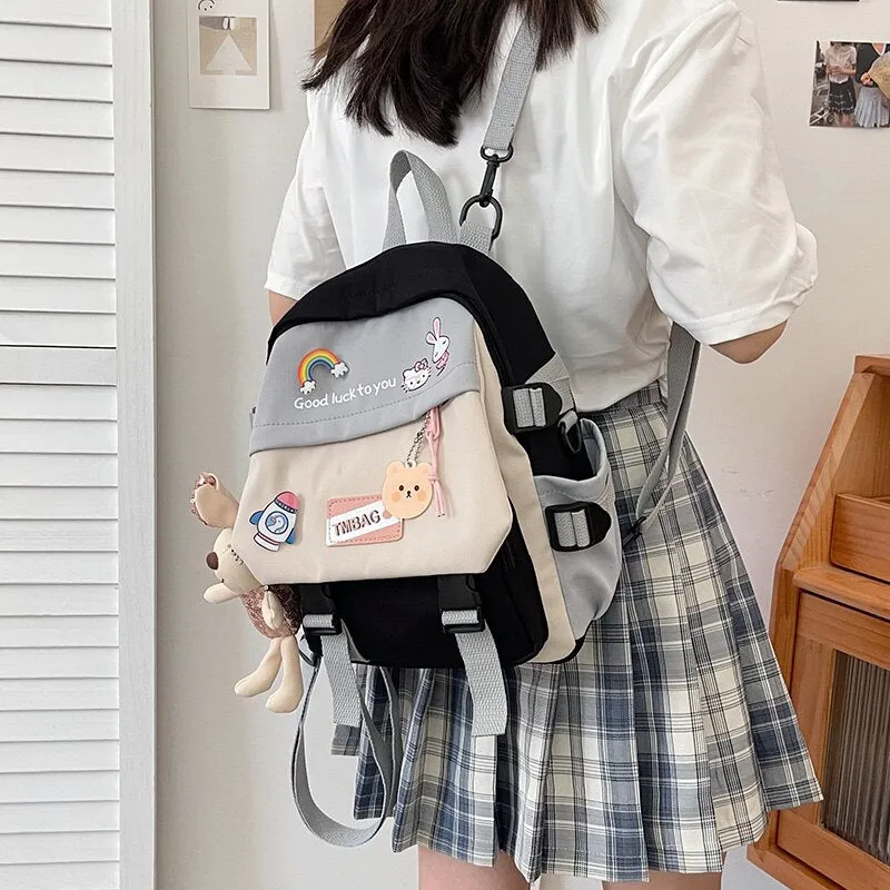 Christmas Gift 2021New Multifunctional stitching mini small backpack Cute girl outing shoulder bag Fashion candy color children's school bag