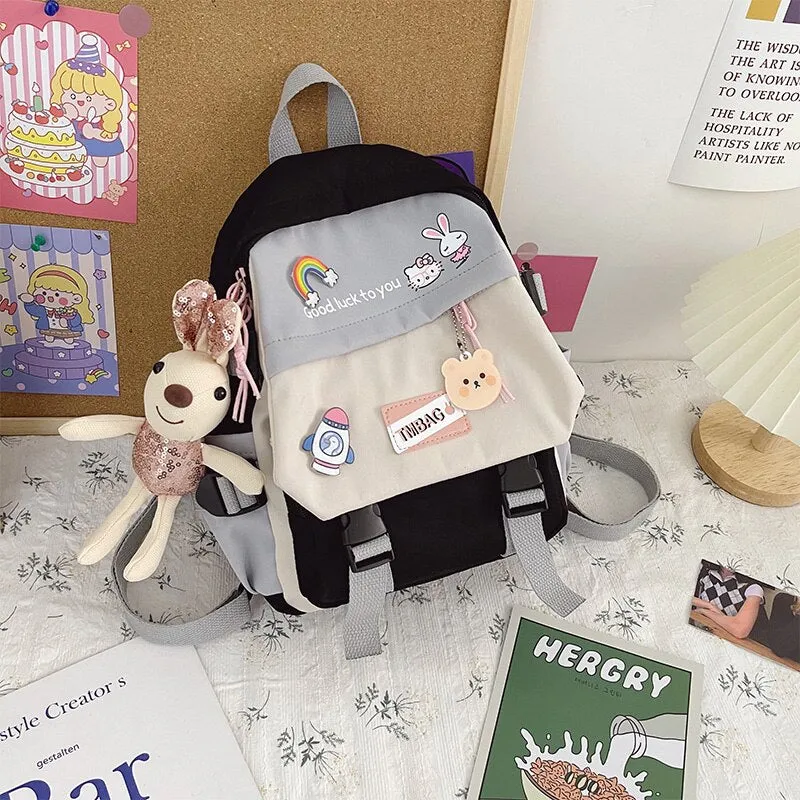 Christmas Gift 2021New Multifunctional stitching mini small backpack Cute girl outing shoulder bag Fashion candy color children's school bag