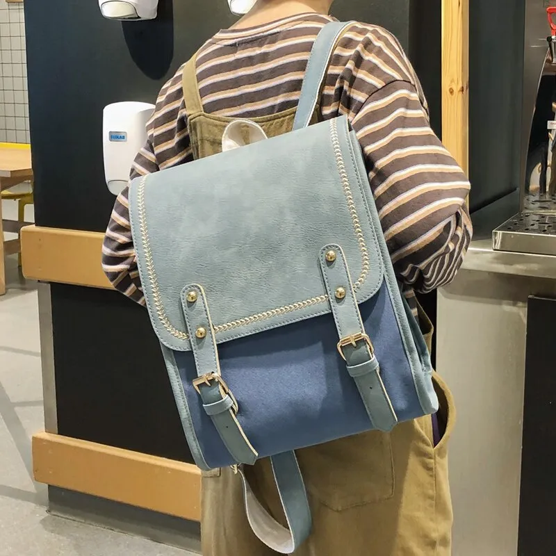 Christmas Gift DORANMI Patchwork Backpack Women's Schoolbags 2021 Big Square Rucksacks Contrast Large Capacity Backpacks Mochila Back Bag BG918