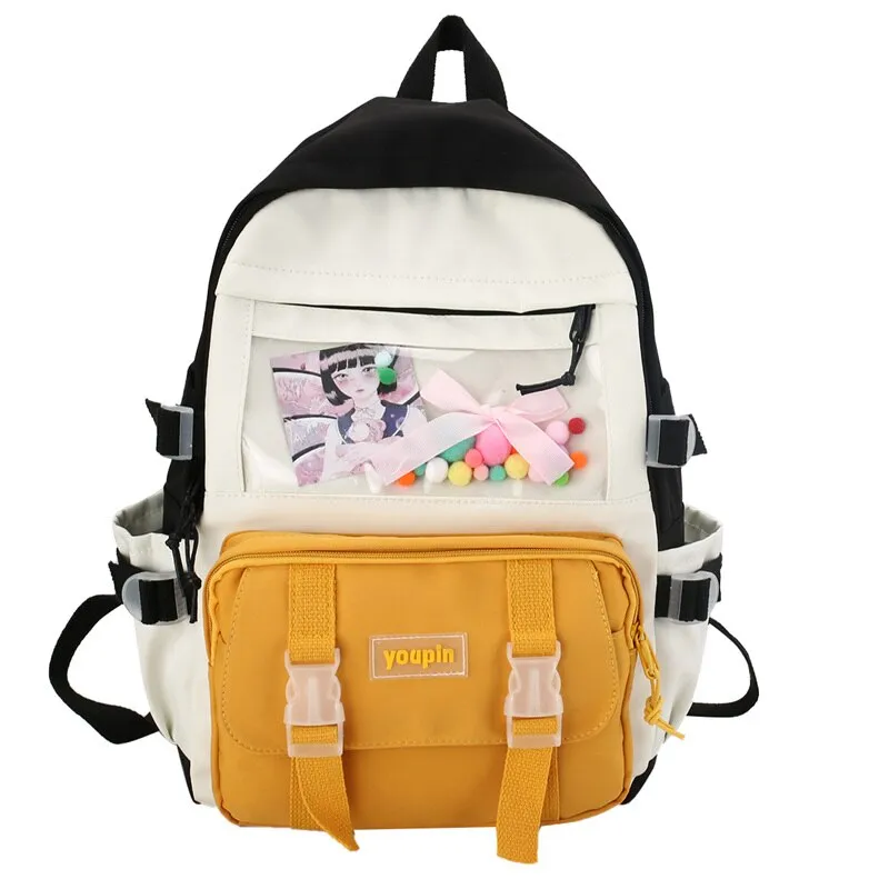 Christmas Gift Kawaii Japanese fashion contrast color women's backpack Candy color patchwork design travel backpack Cute student schoolbag New