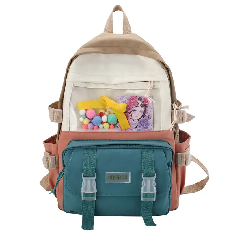 Christmas Gift Kawaii Japanese fashion contrast color women's backpack Candy color patchwork design travel backpack Cute student schoolbag New