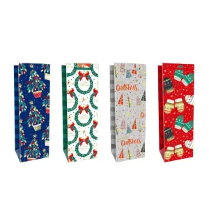 Christmas Tree Gloves Holiday Gift Wine Bags, Pack of 12
