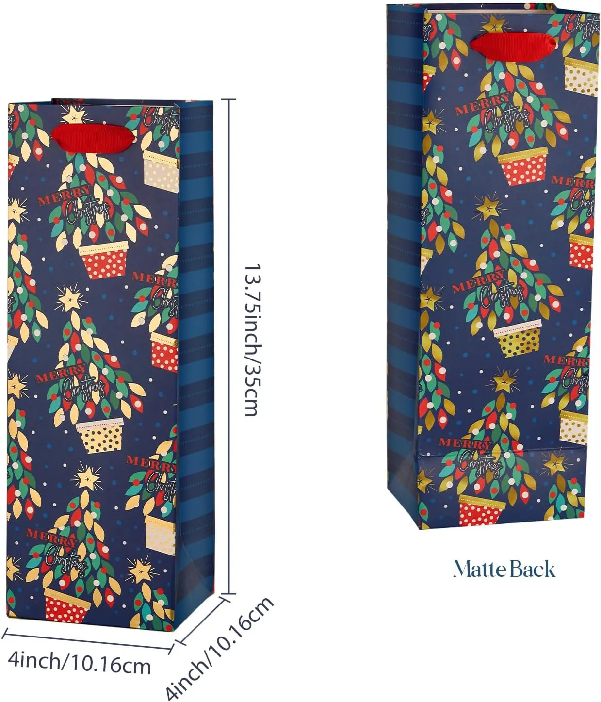 Christmas Tree Gloves Holiday Gift Wine Bags, Pack of 12