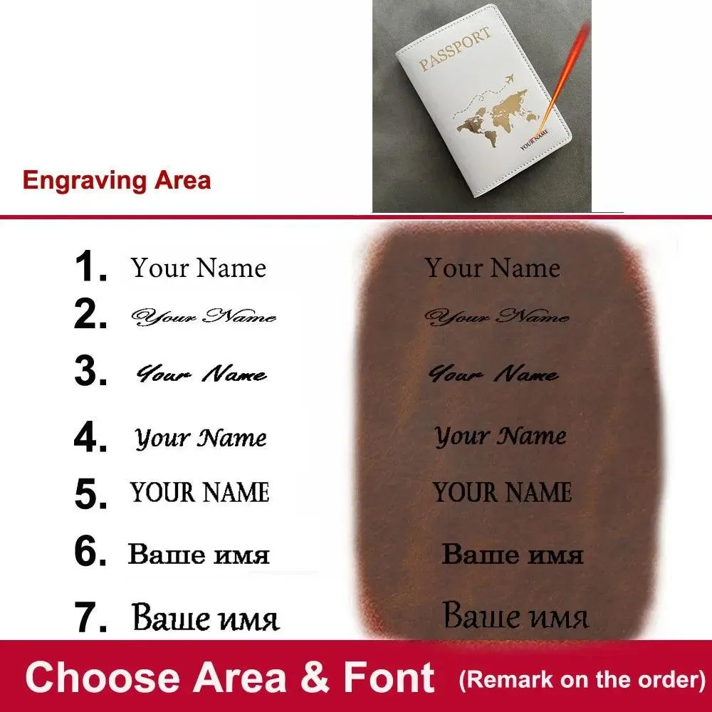 Custom Engraved Passport Holder for Adventurous Couples - Elegant Travel Essential