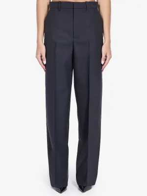 DARK GREY WOOL WIDE TROUSERS