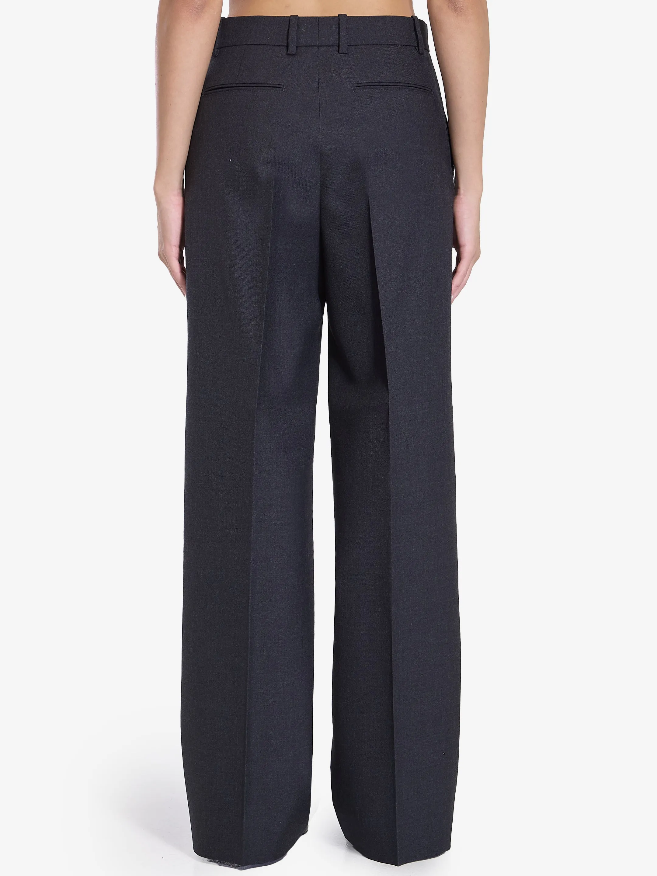DARK GREY WOOL WIDE TROUSERS