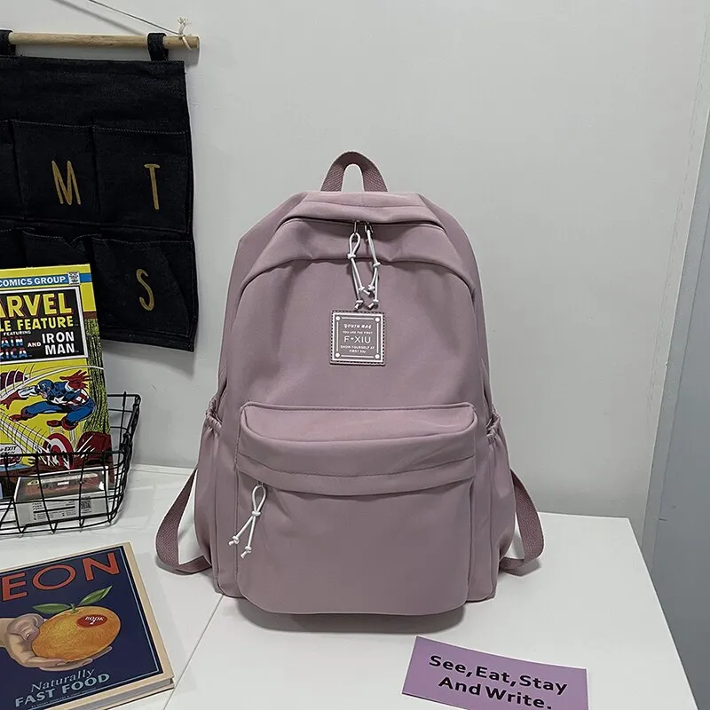 DCIMOR Fashion Solid Color Waterproof Nylon Women Backpack Female Kawaii Large Capacity Schoolbag College Lady Laptop Backpacks