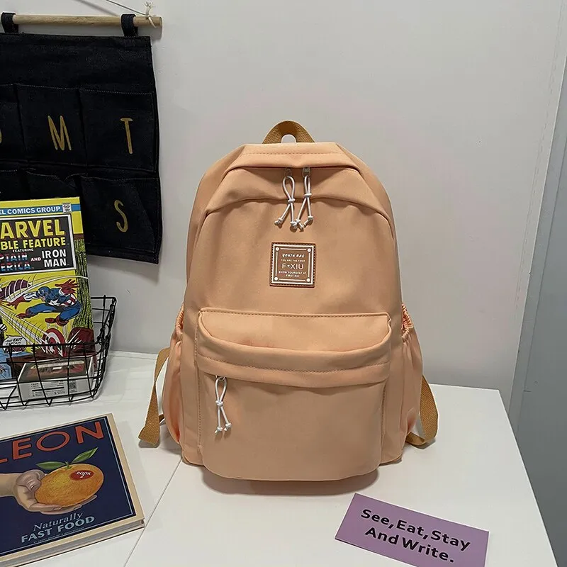 DCIMOR Fashion Solid Color Waterproof Nylon Women Backpack Female Kawaii Large Capacity Schoolbag College Lady Laptop Backpacks