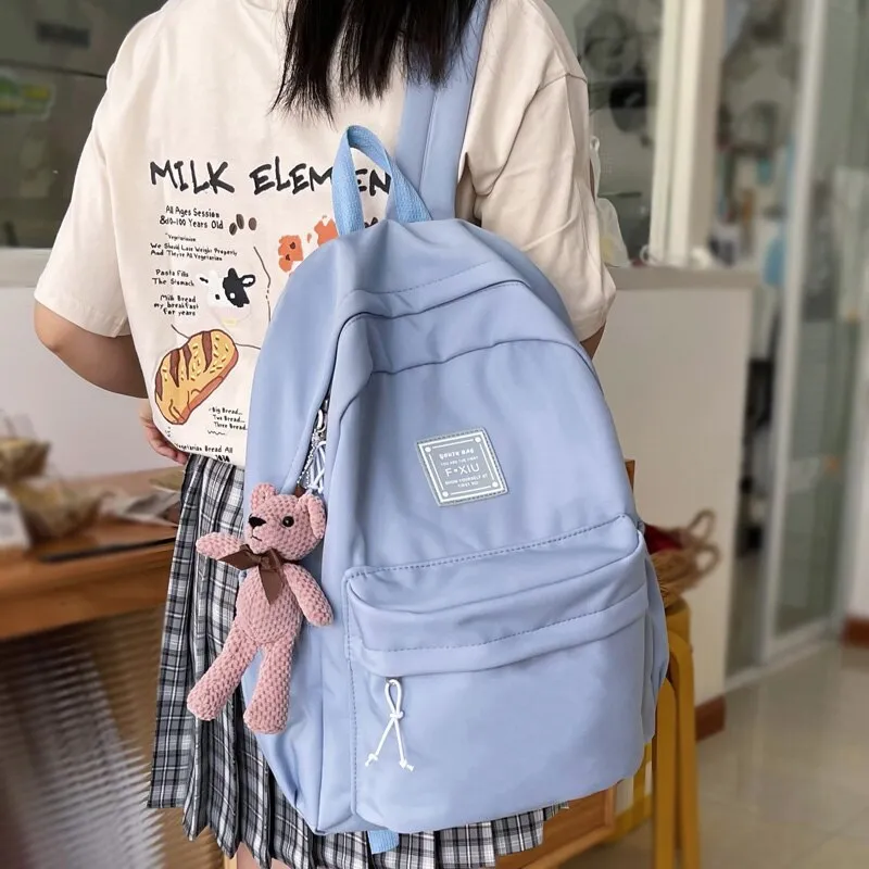 DCIMOR Fashion Solid Color Waterproof Nylon Women Backpack Female Kawaii Large Capacity Schoolbag College Lady Laptop Backpacks