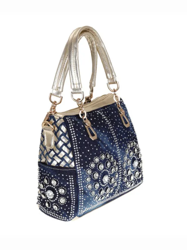 Denim Bag Canvas Hand-held Diamond Shoulder Crossbody Tote Bag