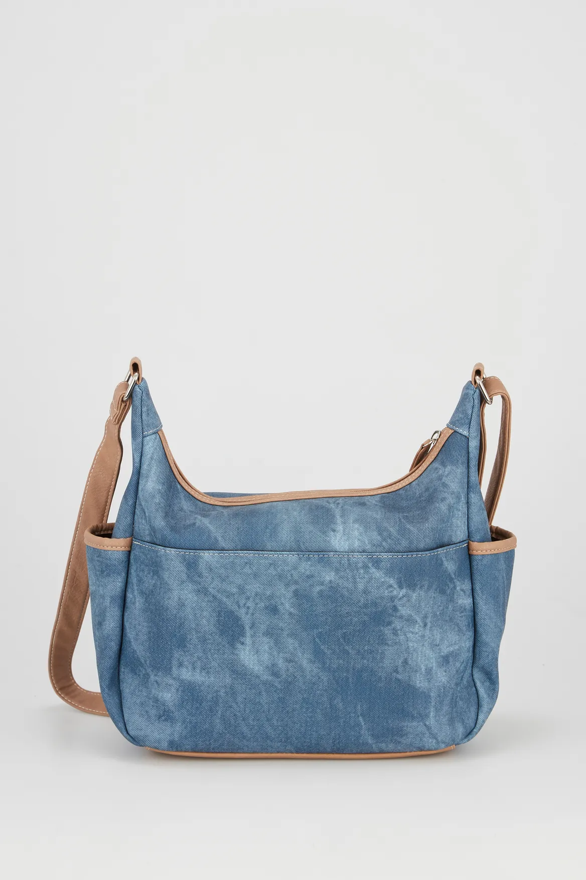 Denim Look Large Crossbody Bag