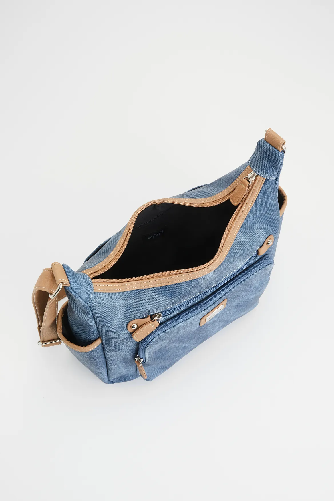 Denim Look Large Crossbody Bag