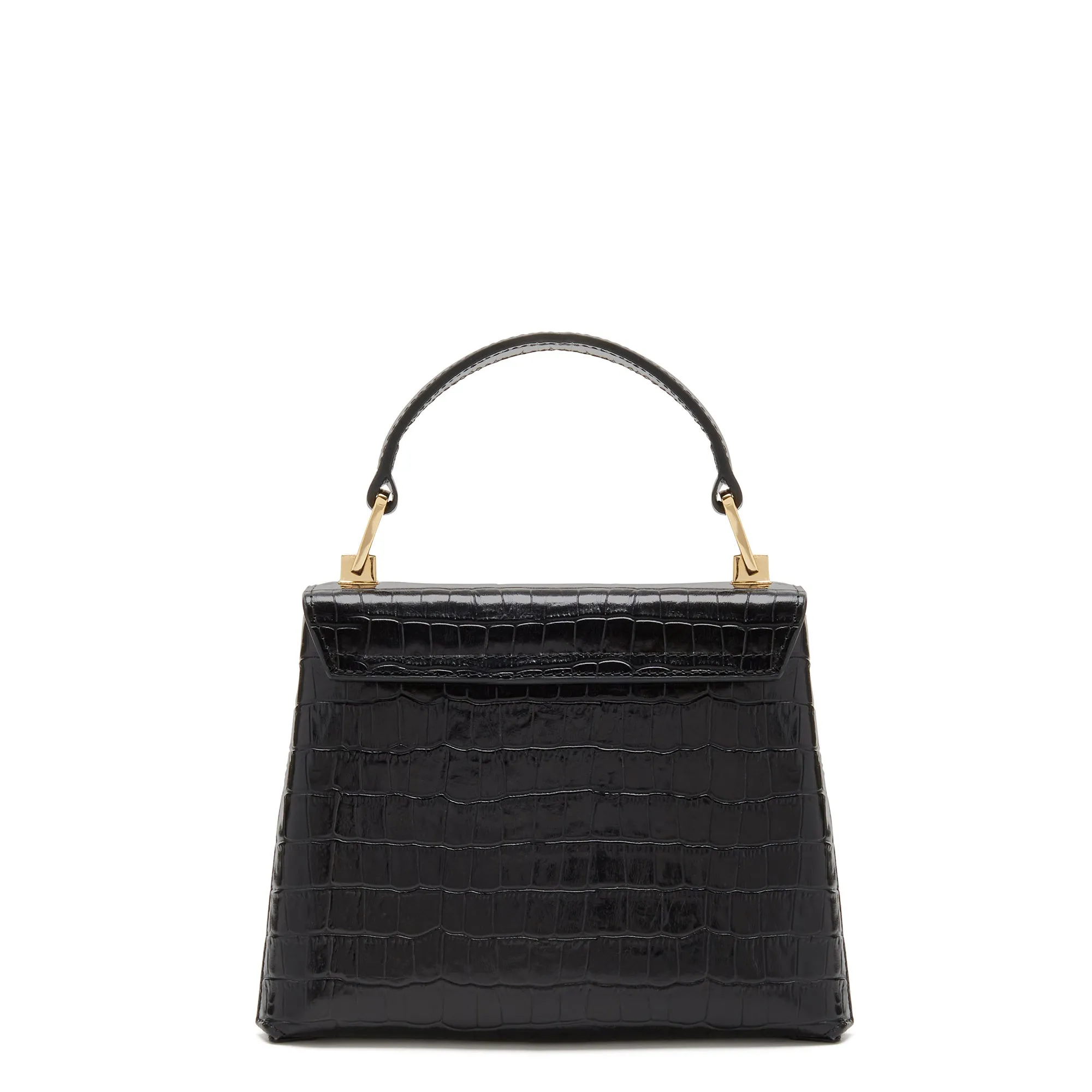 Femme Forte Heline croco black calfskin leather handbag