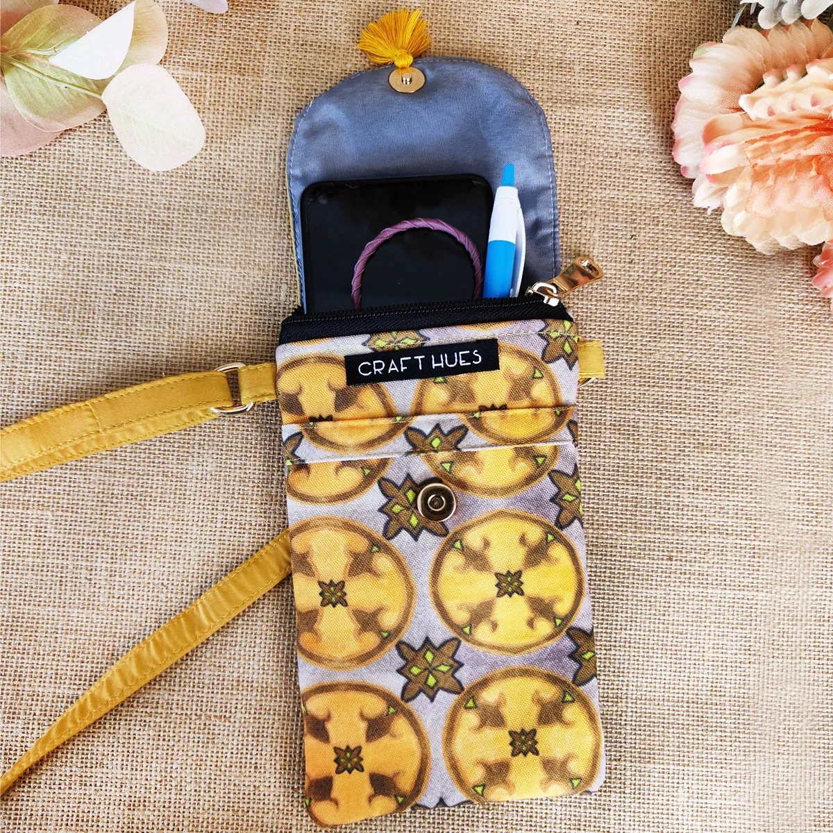 Flap Mobile Sling Bag- Mustard Chakra