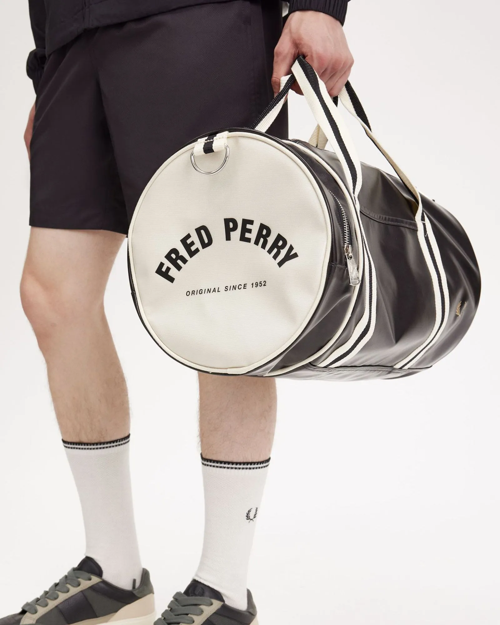 Fred Perry Classic Barrel Bag - Black / Ecru